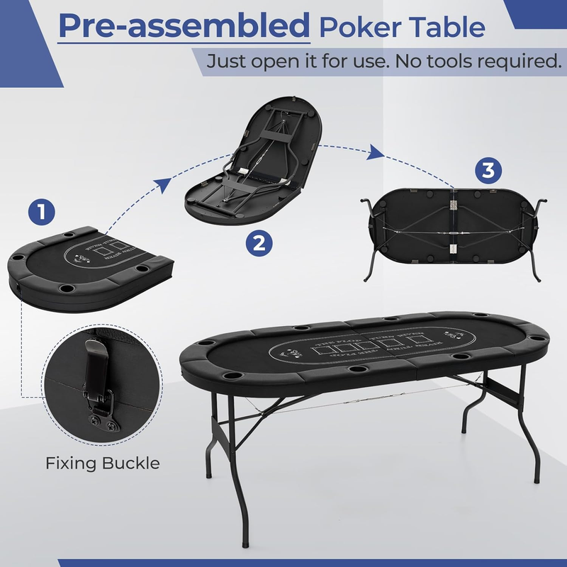 8 Player Table De Poker Professionnel Folding Poker Gaming Table