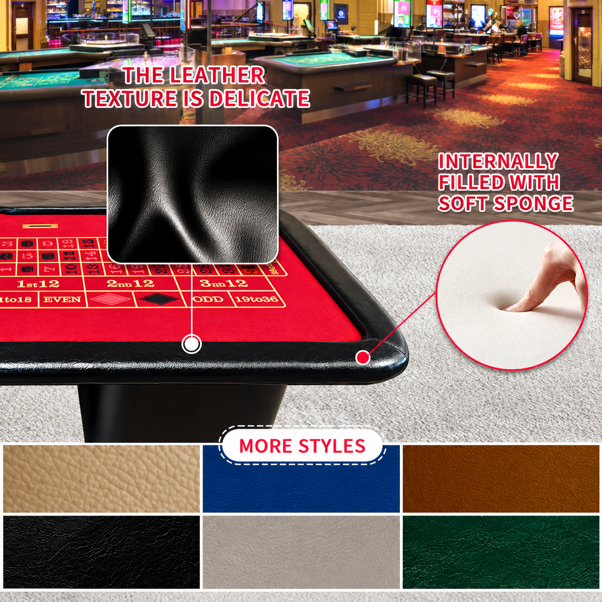 Black Rectangle Roulette Table with Built In Wheel