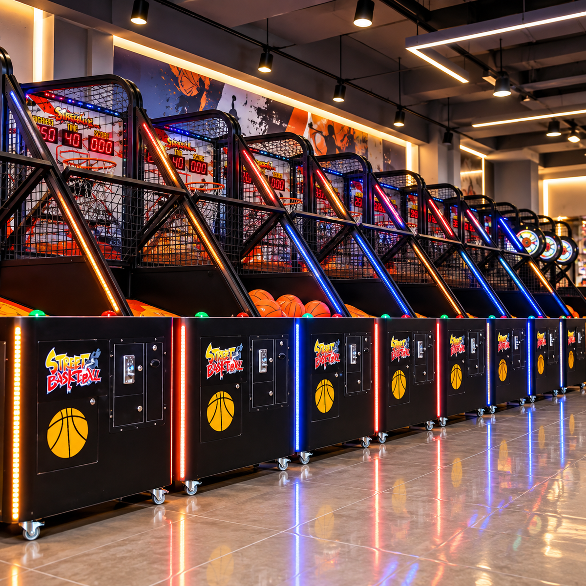 Coin Operated Foldable Street Basketball Arcade Shooting Machine