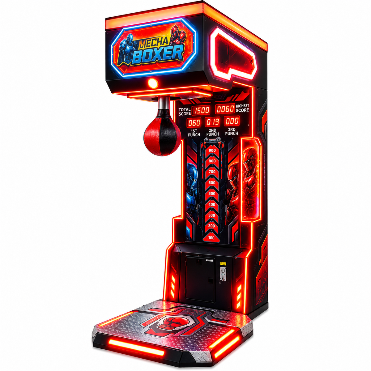 Speaking Coin Operated Punch Arcade Boxing Machine Rumble