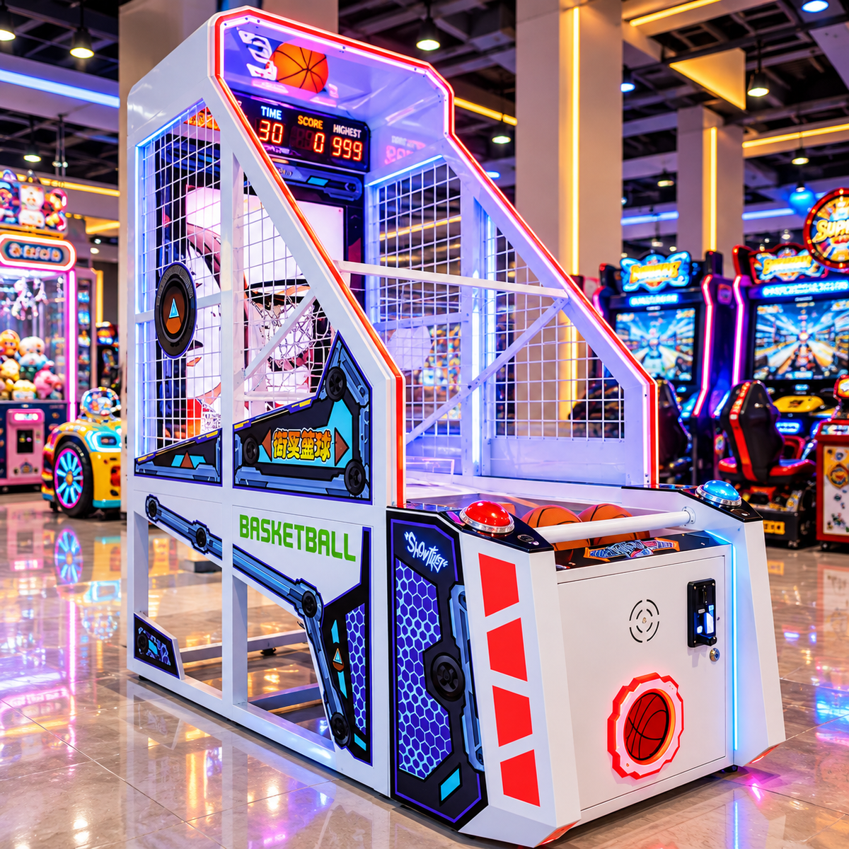 Arcade Basketball Coin Operated Cabinet Game Machine
