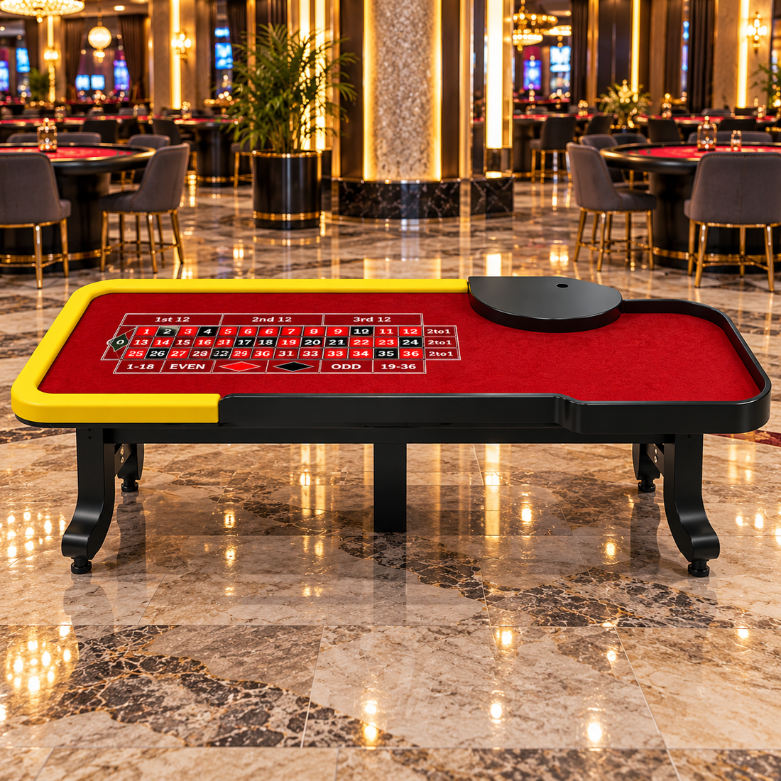 Roulette Wheel Poker Table Solid Wood H Legs