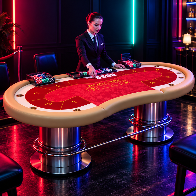 Luxury Wooden Texas Hold Em Poker Table Dealer Logo