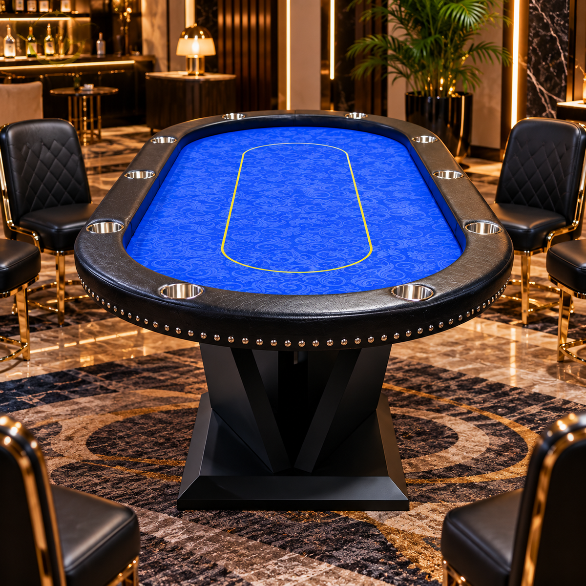 Wooden 10 Player Texas Hold Poker Table Casino Style