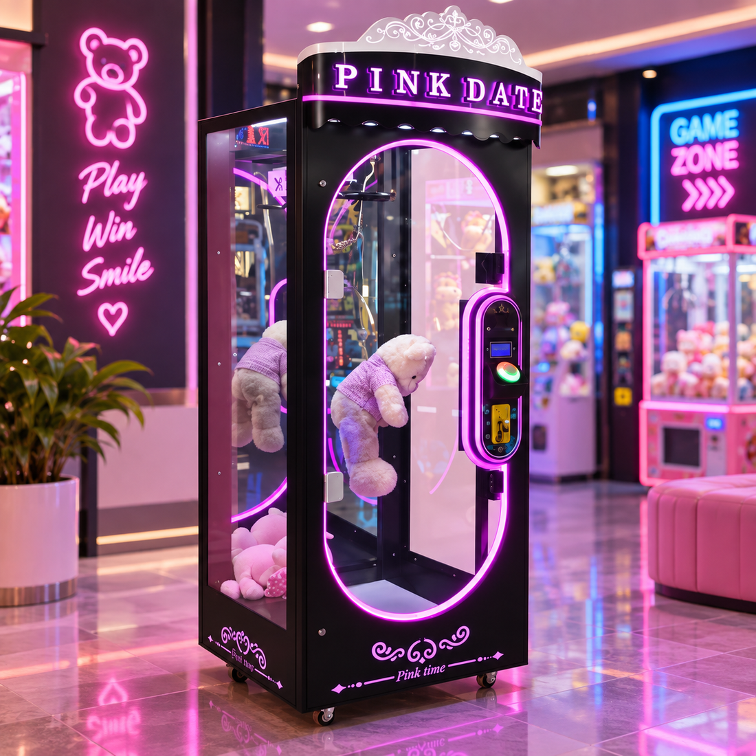 Coin Operated PINK DATE Cut Prize Arcade Gift Machine