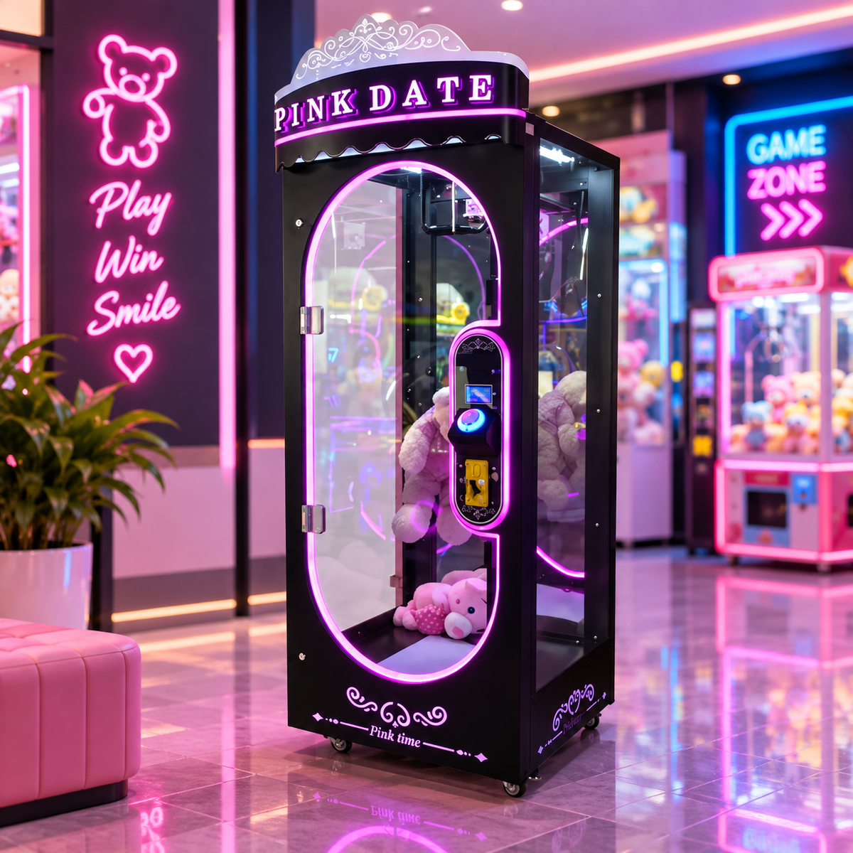 Coin Operated PINK DATE Cut Prize Arcade Gift Machine