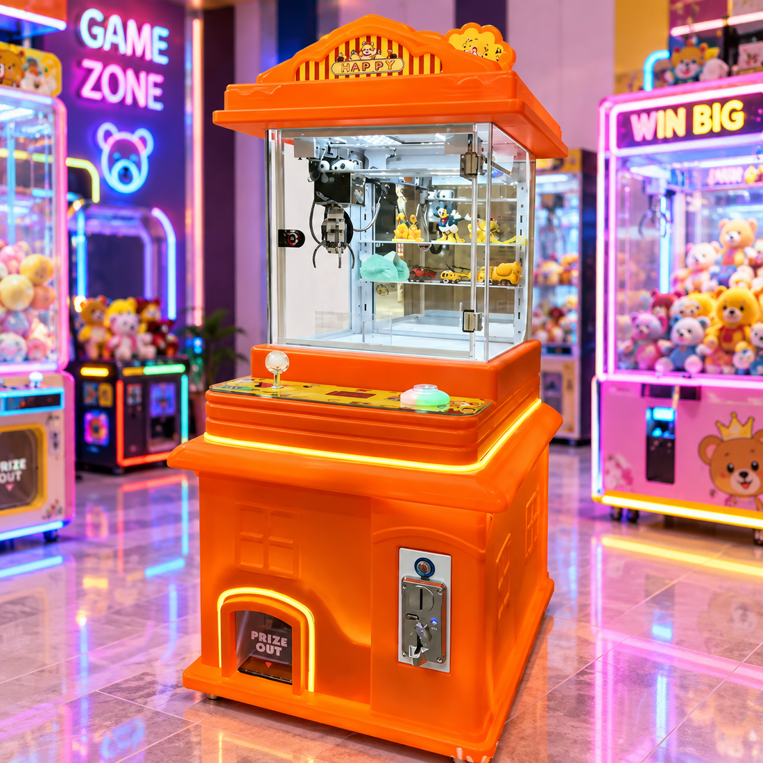 Children Arcade Plastic Doll Machine Coin Mini Claw