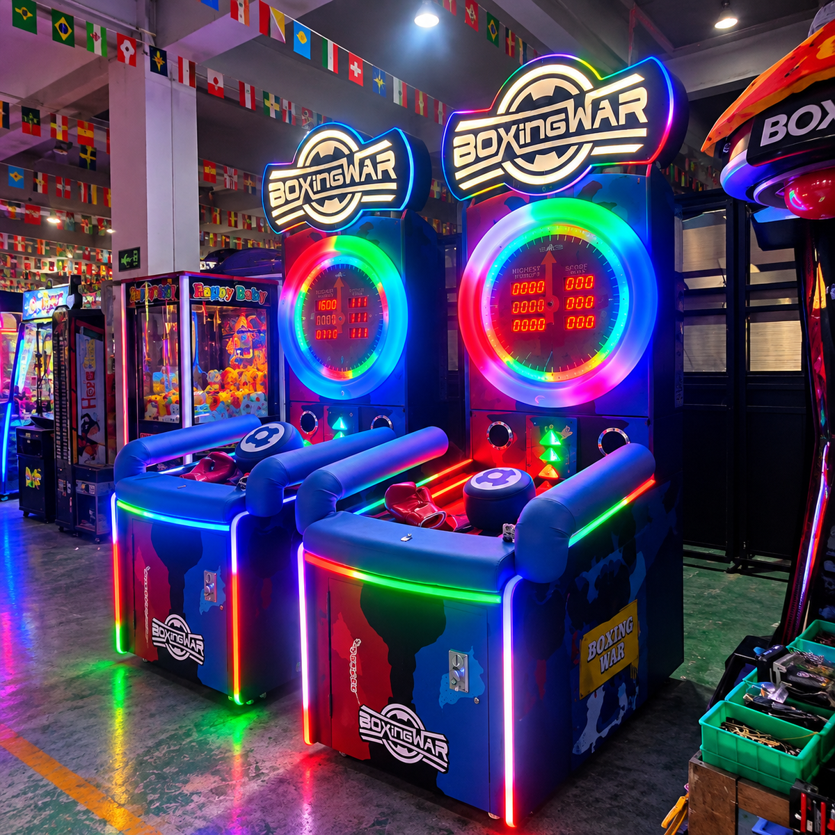 Coin Operated Boxing Machine Sledgehammer Force Measuring Metal Material