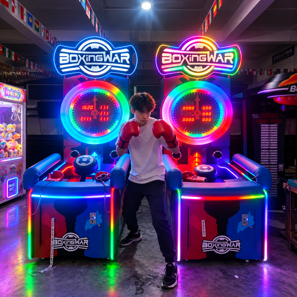 Coin Operated Boxing Machine Sledgehammer Force Measuring Metal Material