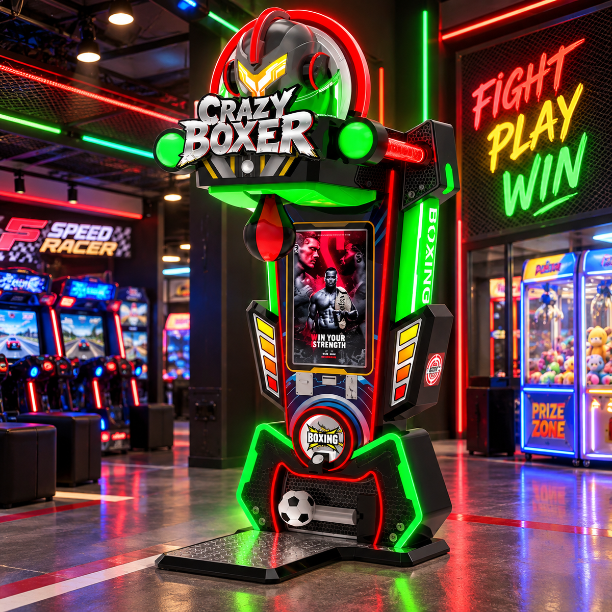 Coin Operated Punch Kick Boxing Arcade Machine Strength