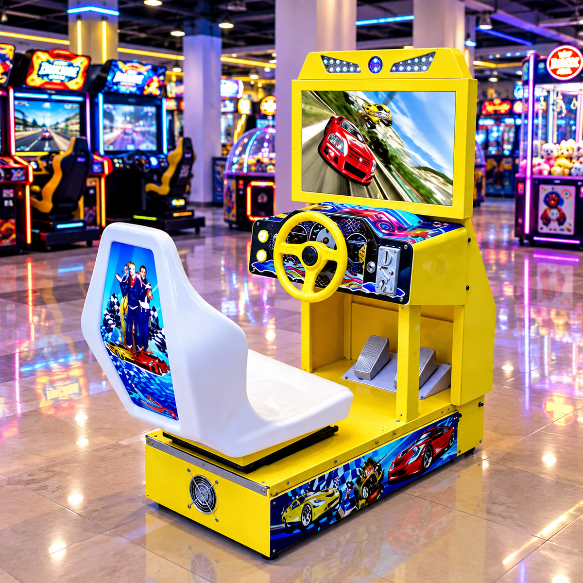 Racing Car Arcade Game Machine Kids Metal Simulator Cabinet