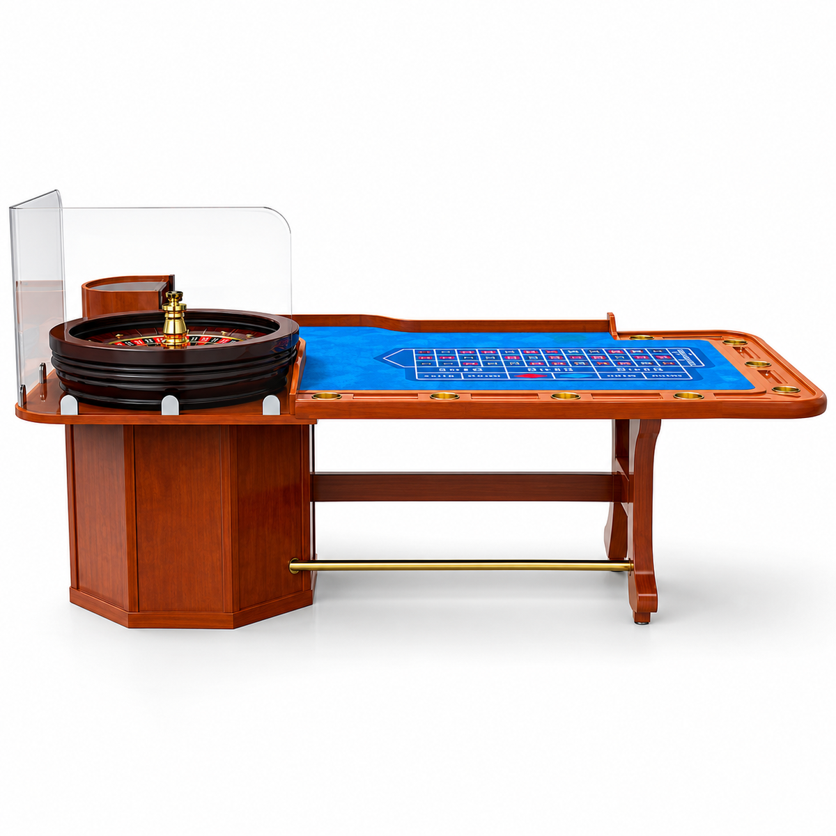 Solid Wooden Casino Roulette Table with Professional Wheel Setup