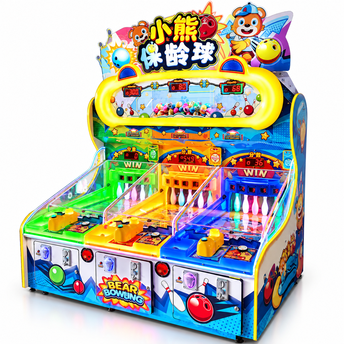 Coin Operated Bear Bowling Redemption Arcade Game Machine