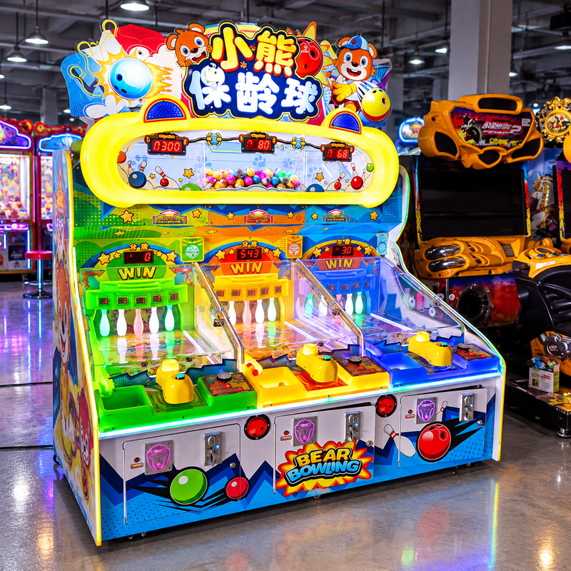 Coin Operated Bear Bowling Redemption Arcade Game Machine