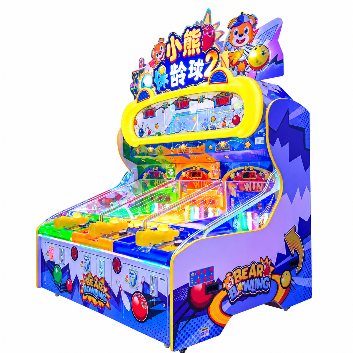 Coin Operated Bear Bowling Redemption Arcade Machine for Kids