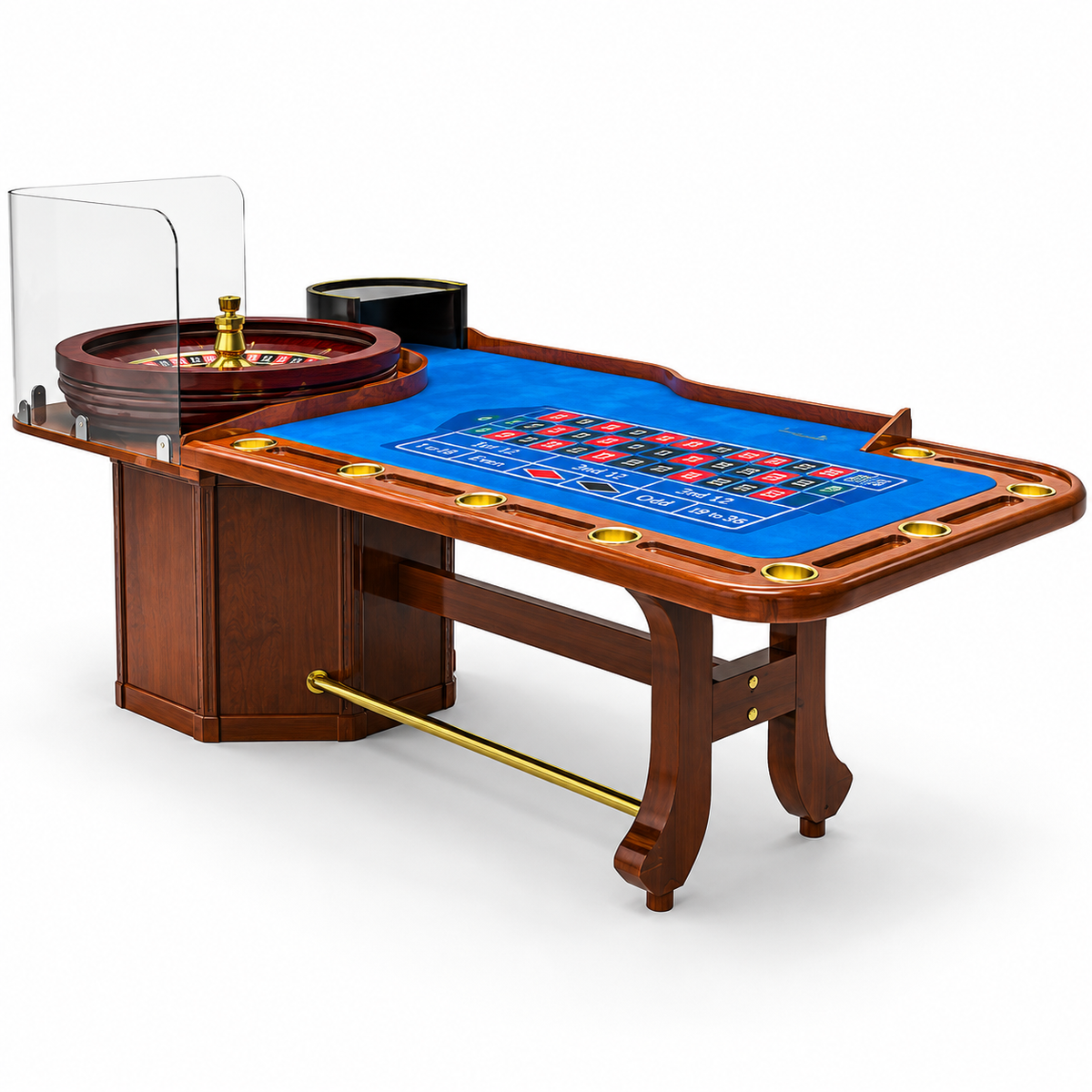 Solid Wooden Casino Roulette Table with Professional Wheel Setup