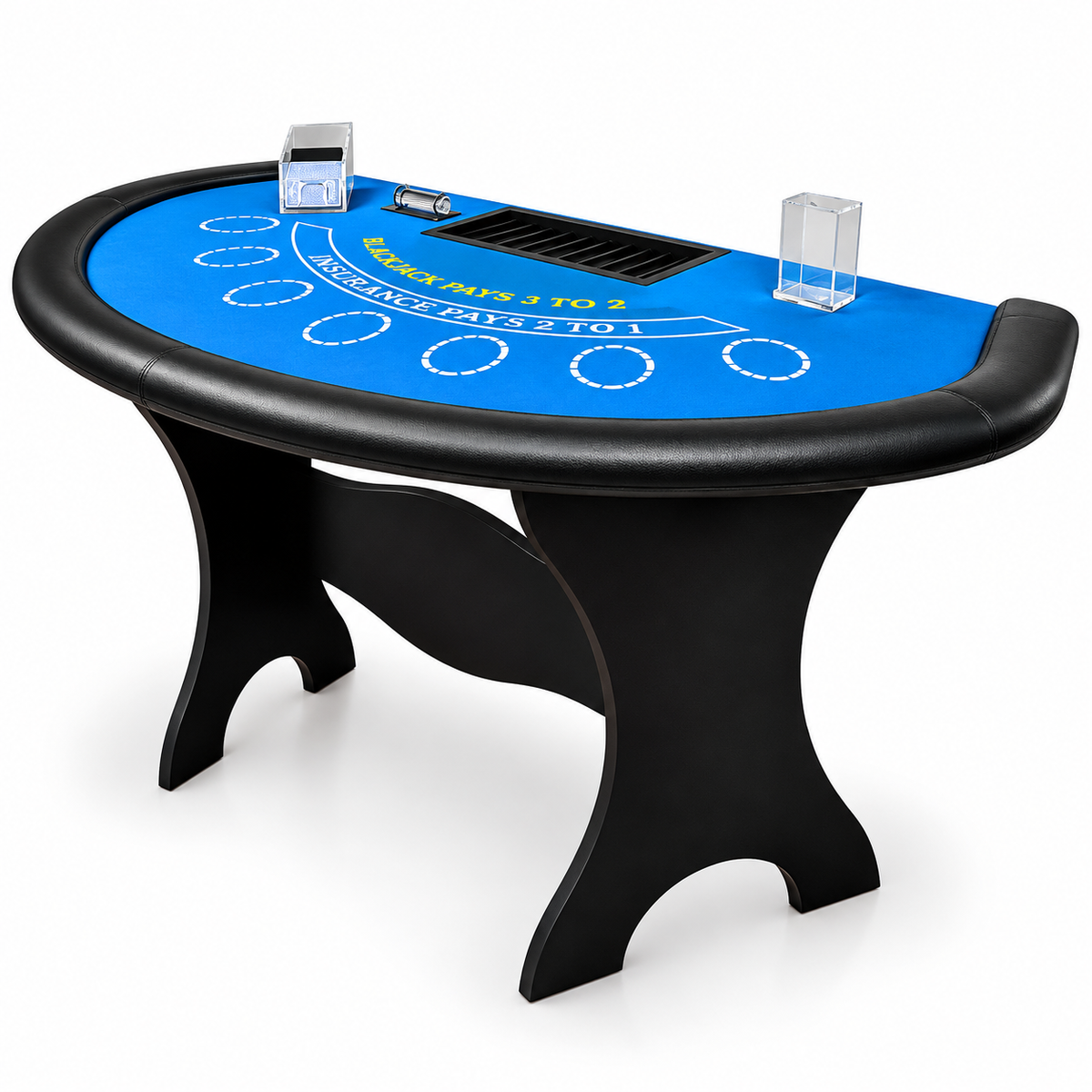 Semi-circular Blackjack Table with Folding Metal Legs for 10 Players