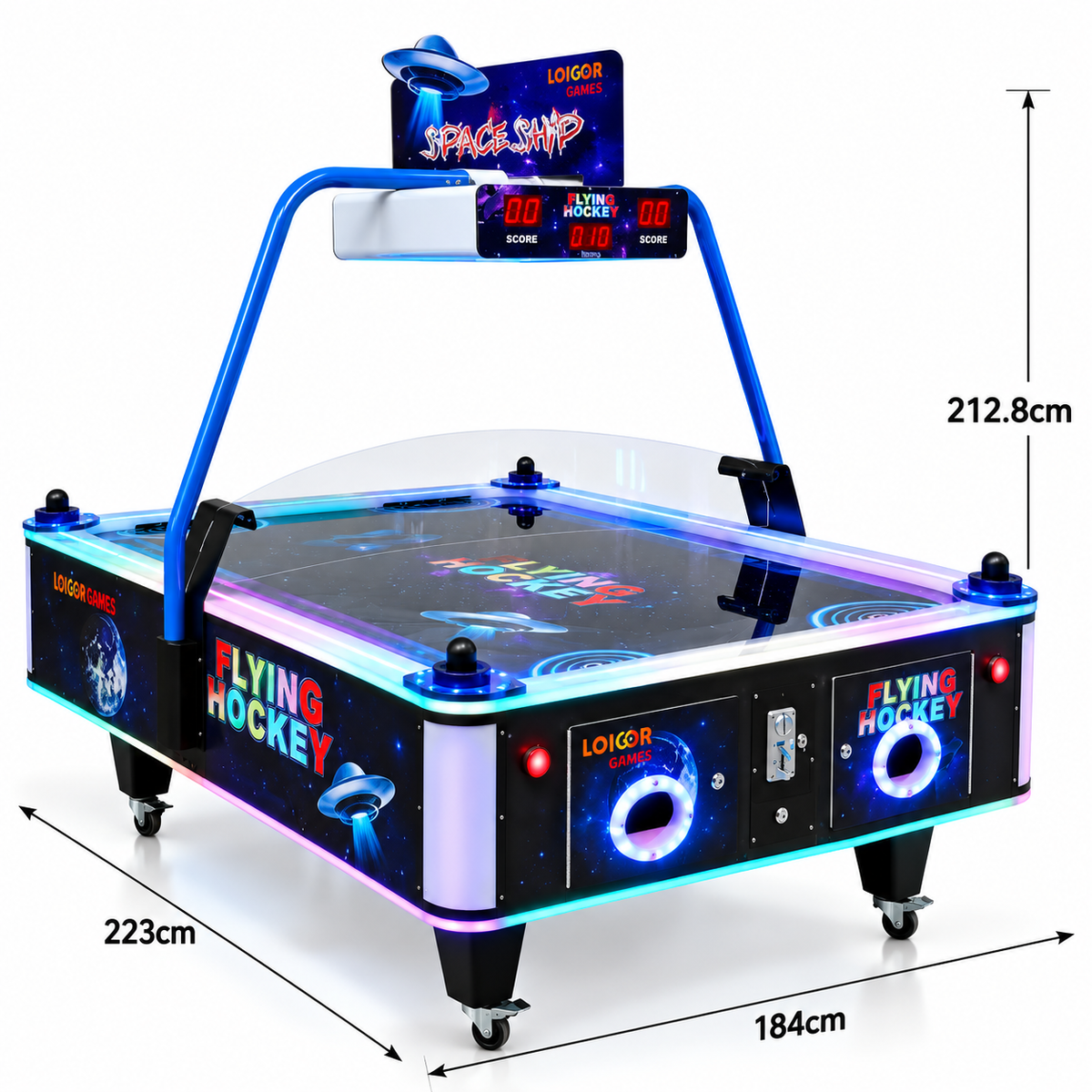 Coin Operated Air Hockey Arcade Table with LED Lights