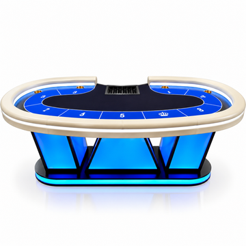 W Pedestal Texas Poker Table Dual Blue Felt