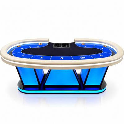 W Pedestal Texas Poker Table Dual Blue Felt