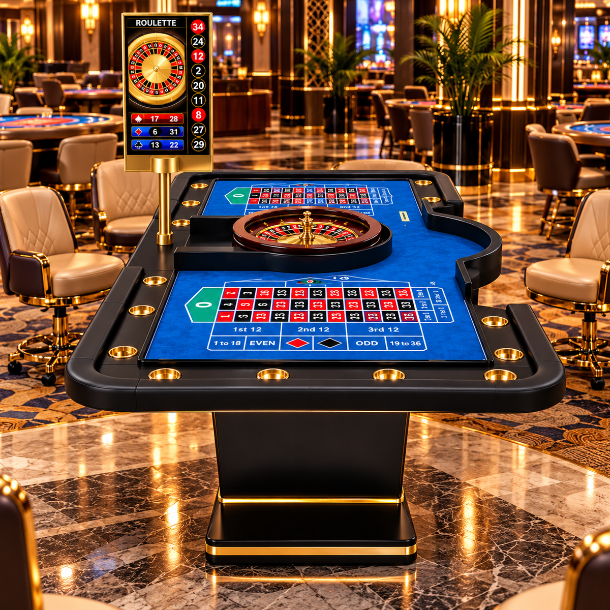 2 in 1 Professional Casino Roulette Table with Dual Playing Areas