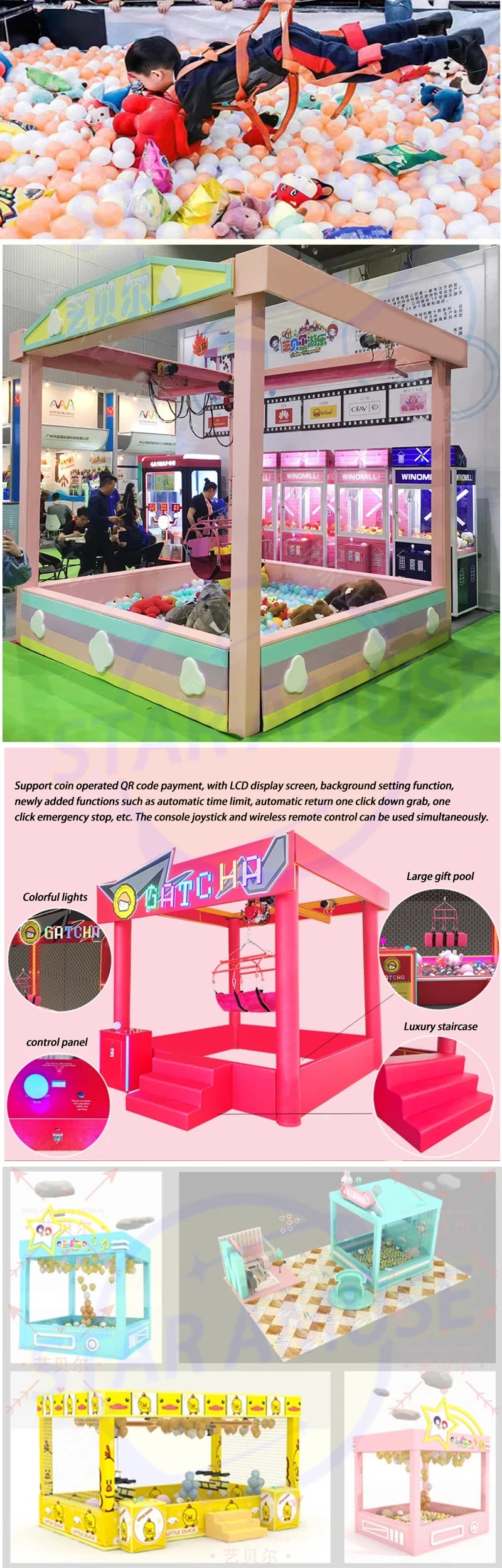 Human Claw Crane Machine Remote Control Arcade