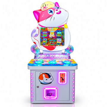 Cat Themed Whack a Mole Arcade Game Machine with LED Lights