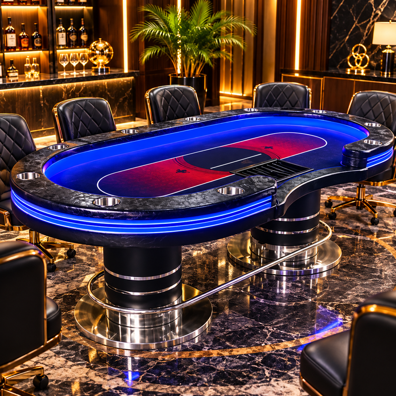 Casino Professional LED Texas Poker Table Oval 96 Inch