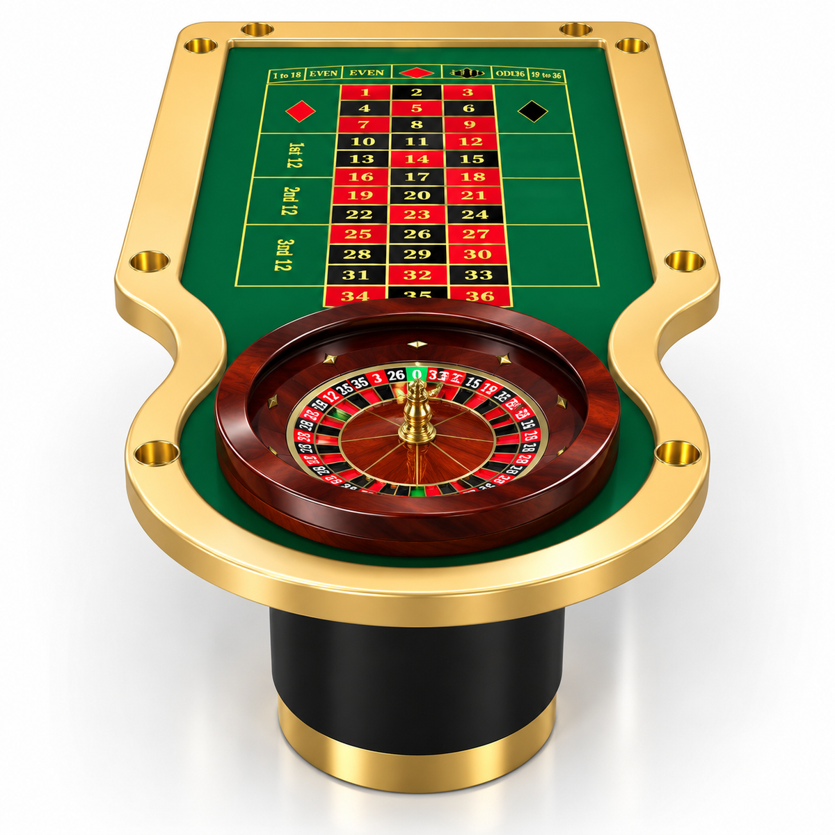 Luxury Green Wood Roulette Table with Casino Wheel Design