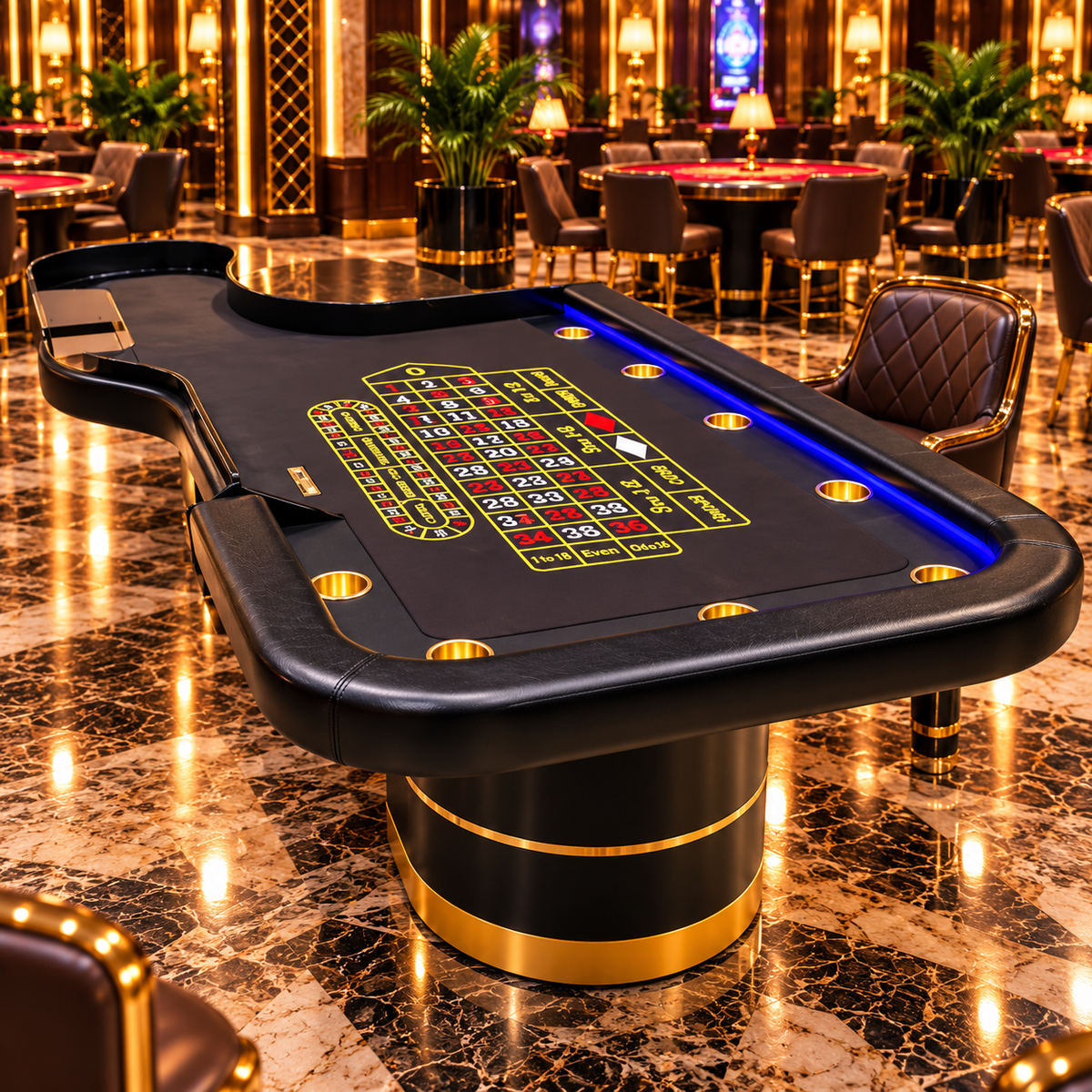 Luxury Modern Black Casino Roulette Table Set with Wheel