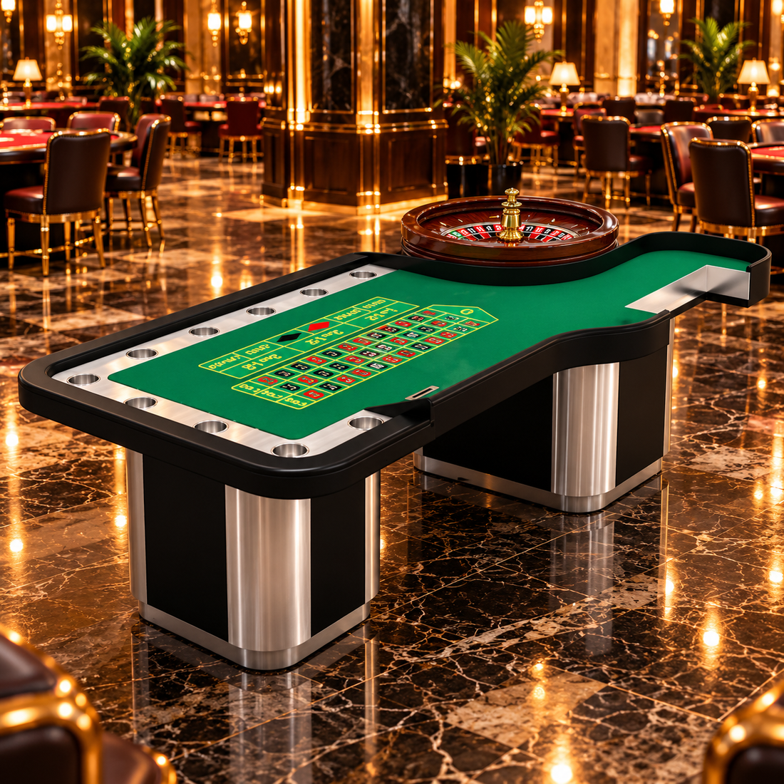 Casino Roulette Wheel Table Multi Game MDF PU Wood