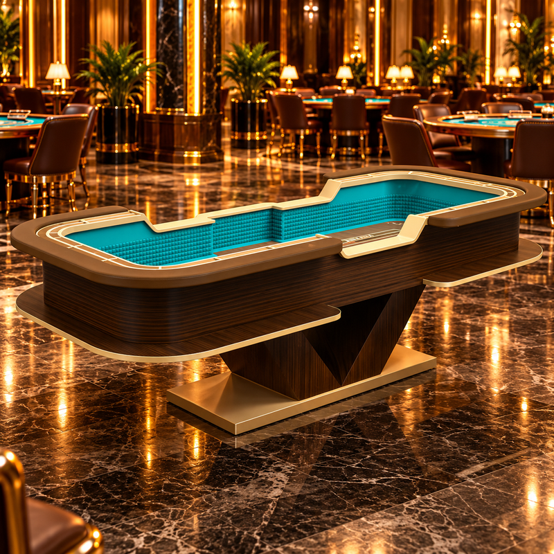 Professional Casino Craps Table with Natural Wood MDF Construction