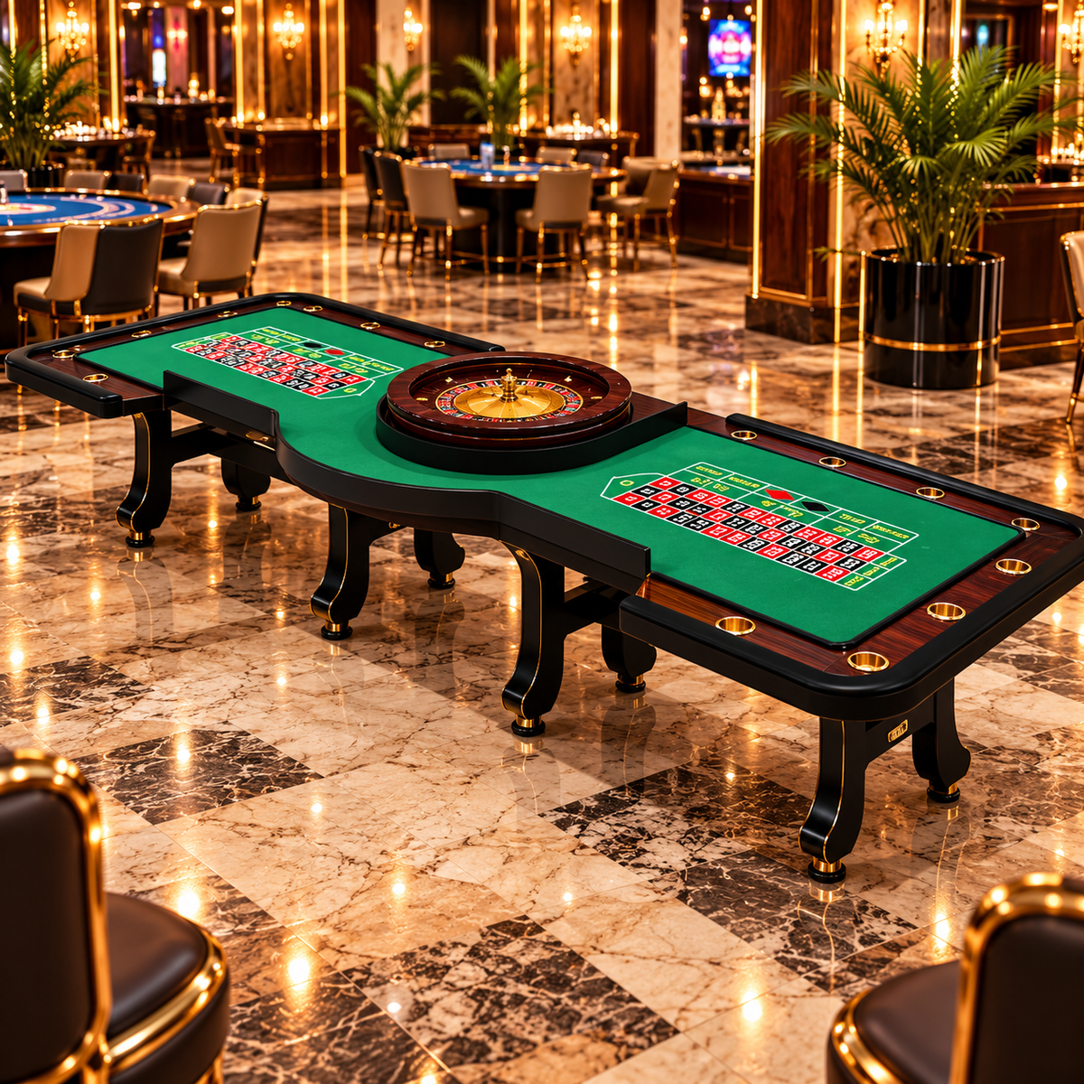 Professional 2 in 1 Casino Roulette Table with Dual Playing Areas