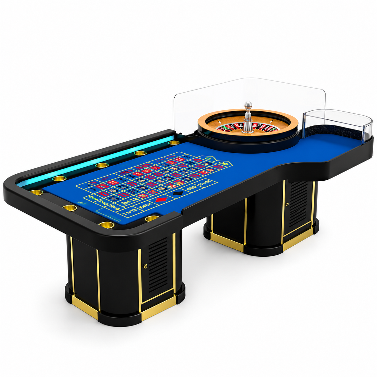 Luxury Casino Roulette Table Set with LED Poker Top