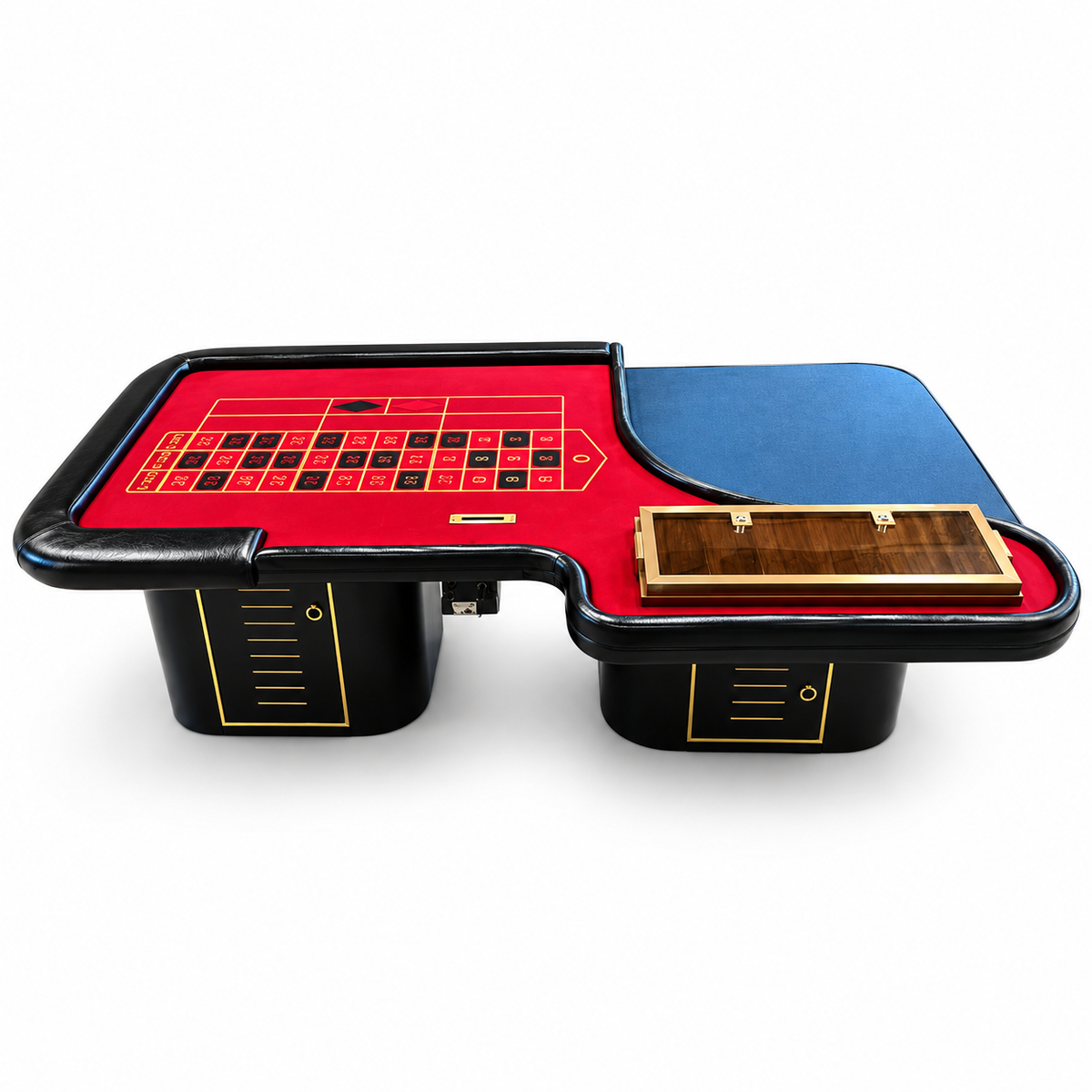 Black Rectangle Roulette Table with Built In Wheel