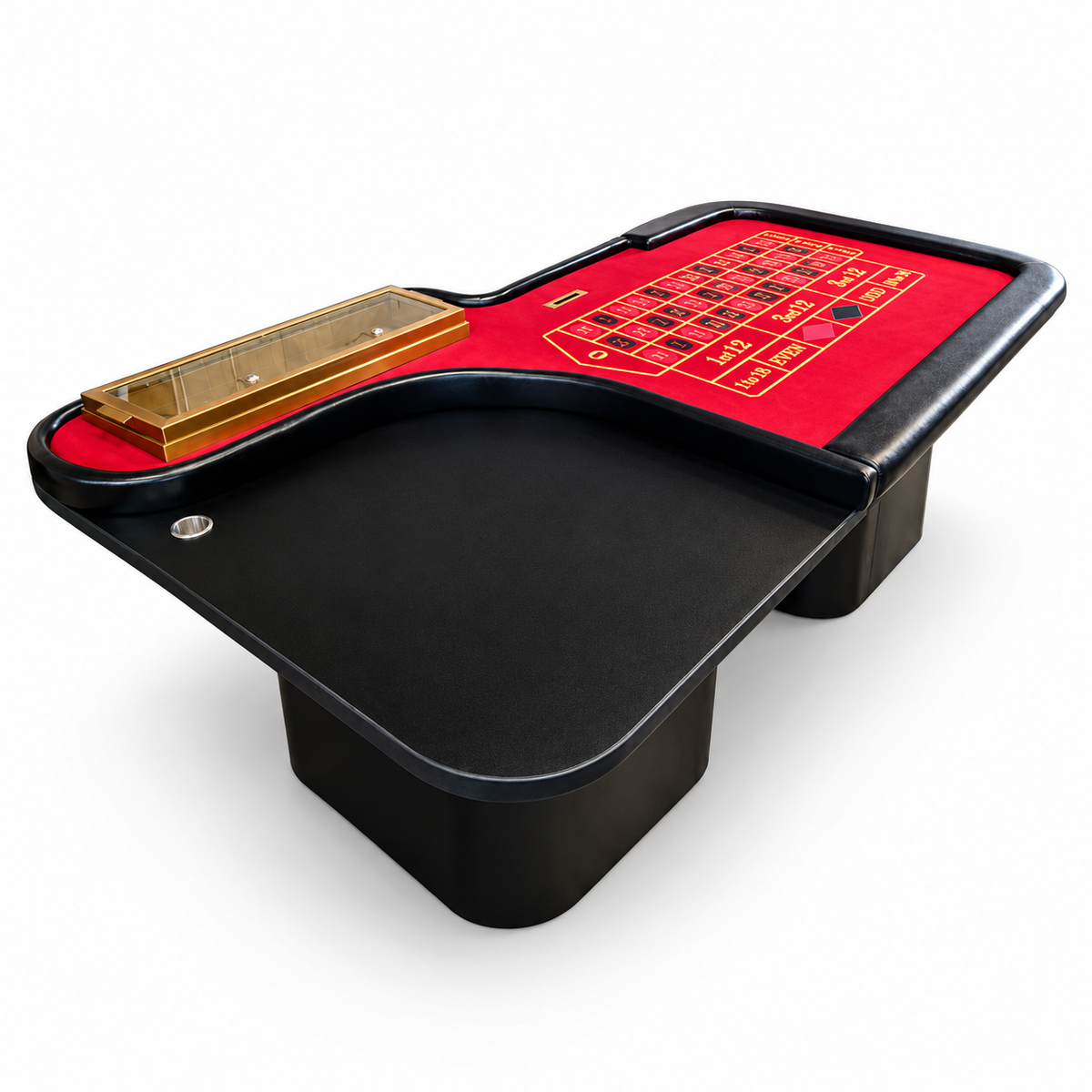 Black Rectangle Roulette Table with Built In Wheel