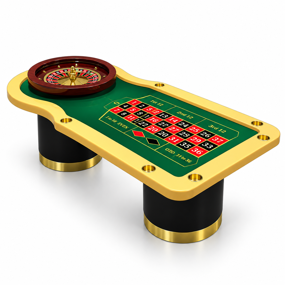 Luxury Green Wood Roulette Table with Casino Wheel Design