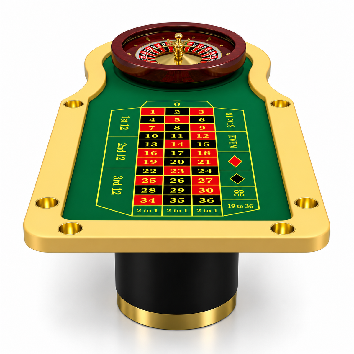 Luxury Green Wood Roulette Table with Casino Wheel Design