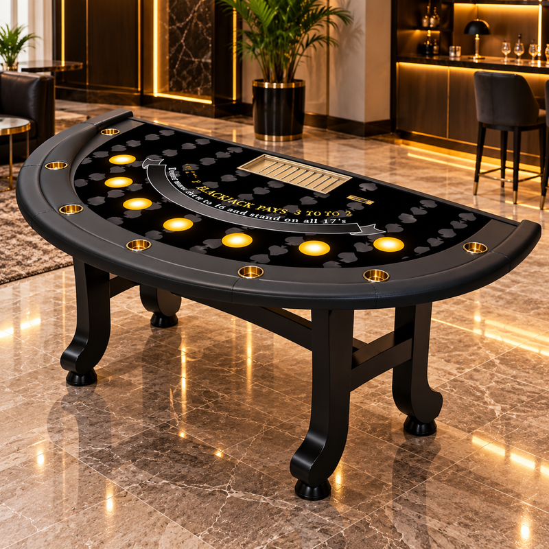 Modern Half Round Blackjack Casino Table with Folding Metal Legs