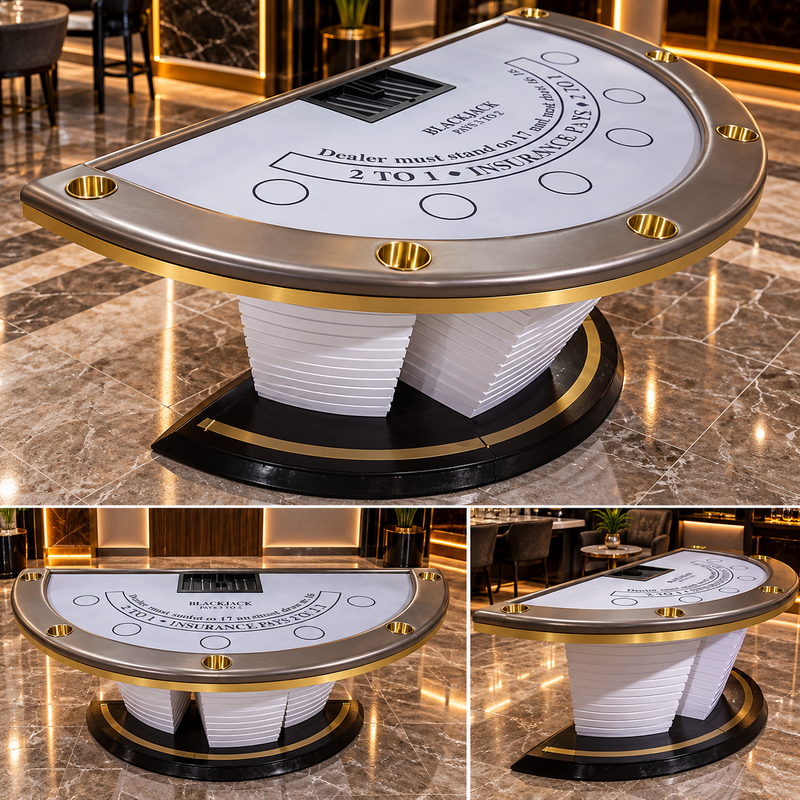 Half Round Blackjack Casino Table with Wood and PU Finish