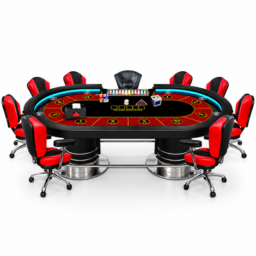 Casino Texas Hold’em Poker Table Set with Chairs Chips and Cards