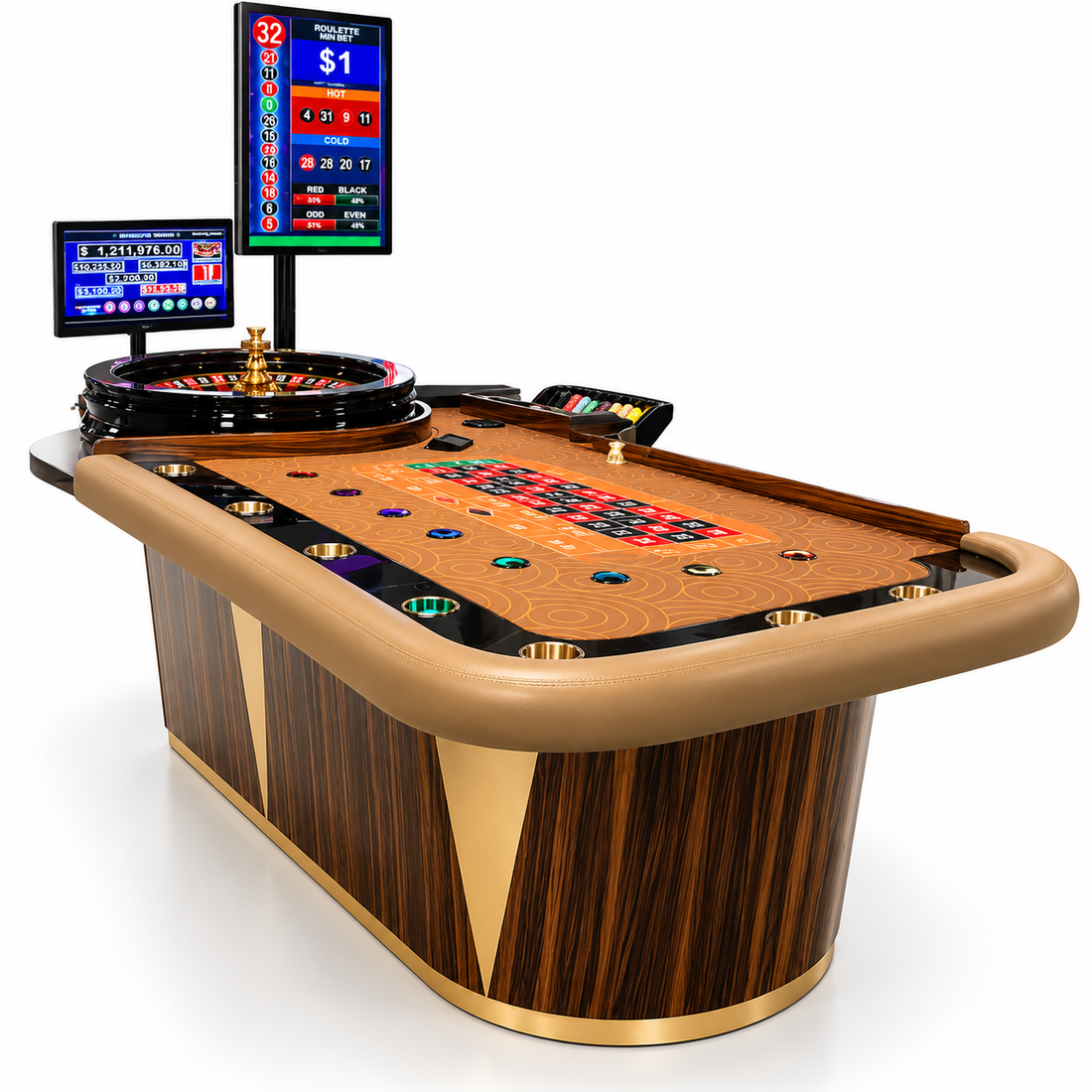 Electronic Casino Roulette Table with Digital Display and LED Controls