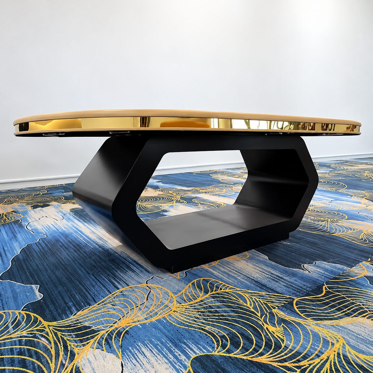 Oval Texas Hold’em Poker Table with PU Leather Padding