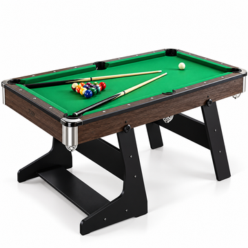 6-Foot Folding Pool Table with Green Felt and Cues