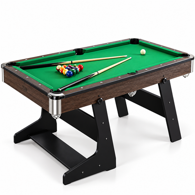 6-Foot Folding Pool Table with Green Felt and Cues