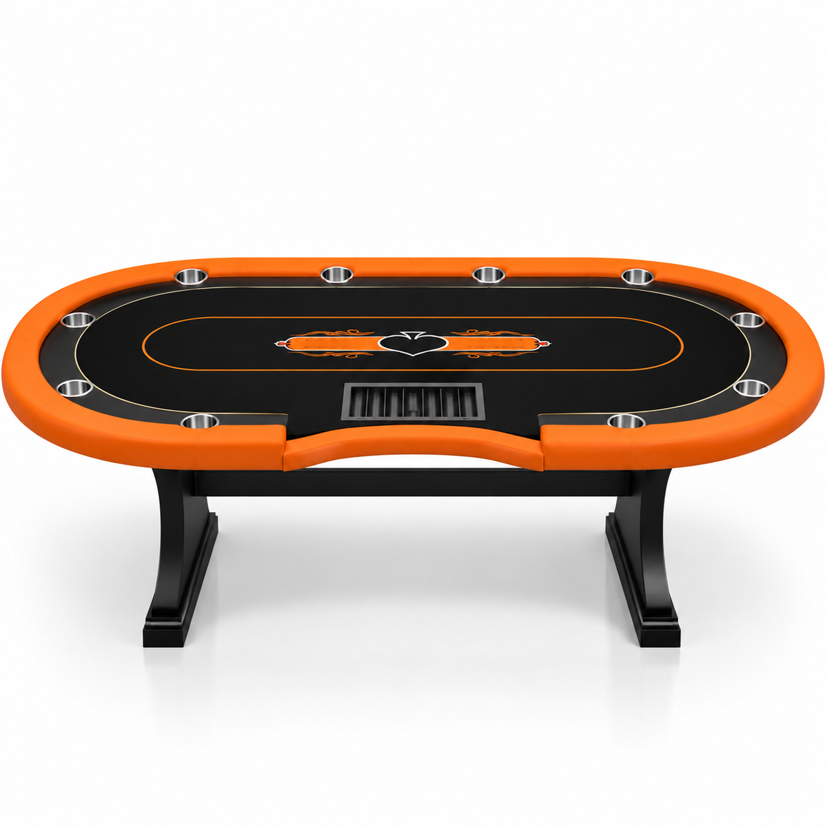 Wooden Octagonal Poker Table with Elongated Double Arc Design