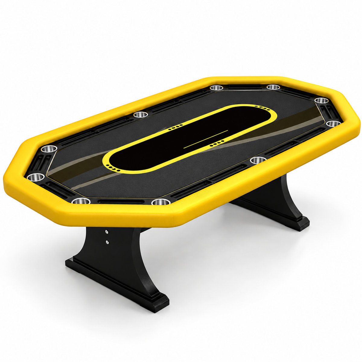 Long Octagonal Poker Table with Wooden Double Arc Leg Design