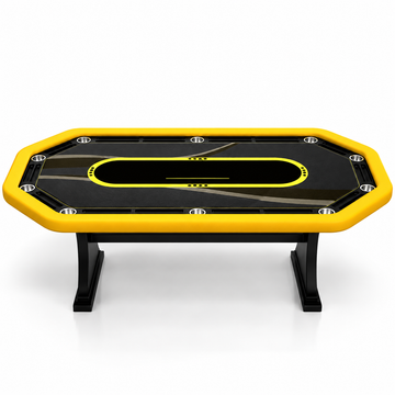Long Octagonal Poker Table with Wooden Double Arc Leg Design