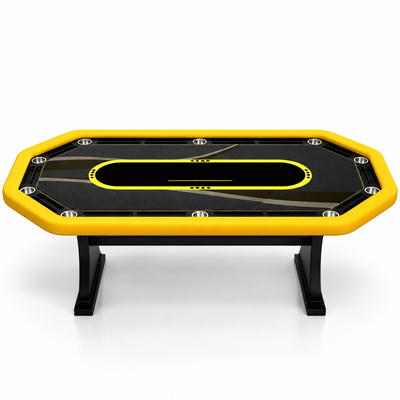 Long Octagonal Poker Table with Wooden Double Arc Leg Design