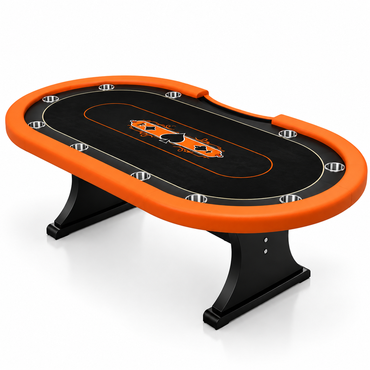 Wooden Octagonal Poker Table with Elongated Double Arc Design